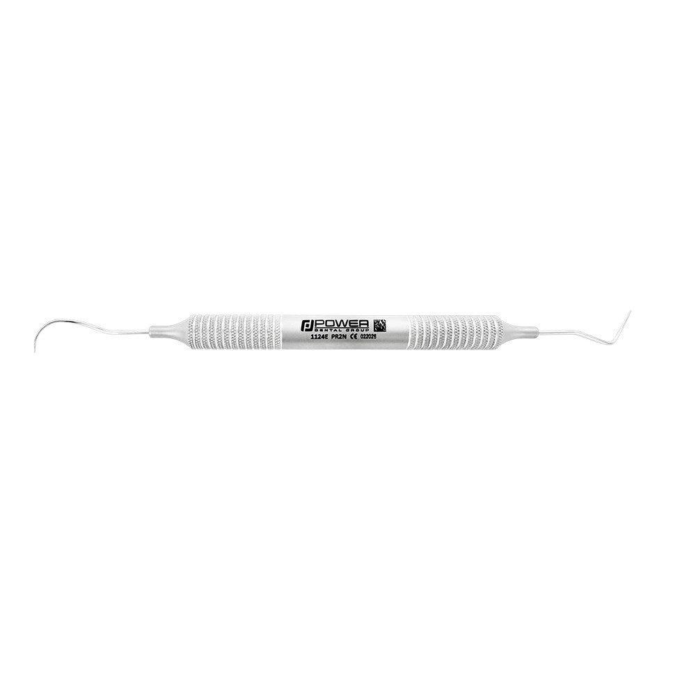 Horizontal view of Nabers 2N double-ended furcation probe with curved unmarked working ends and 6EZ handle