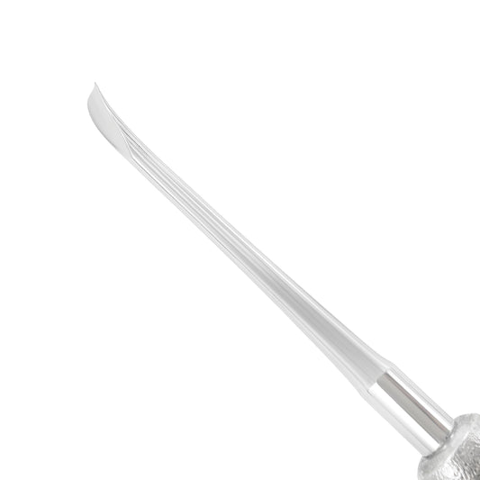 Side detail view of the curved 5 mm working end on the small-handle Luxator