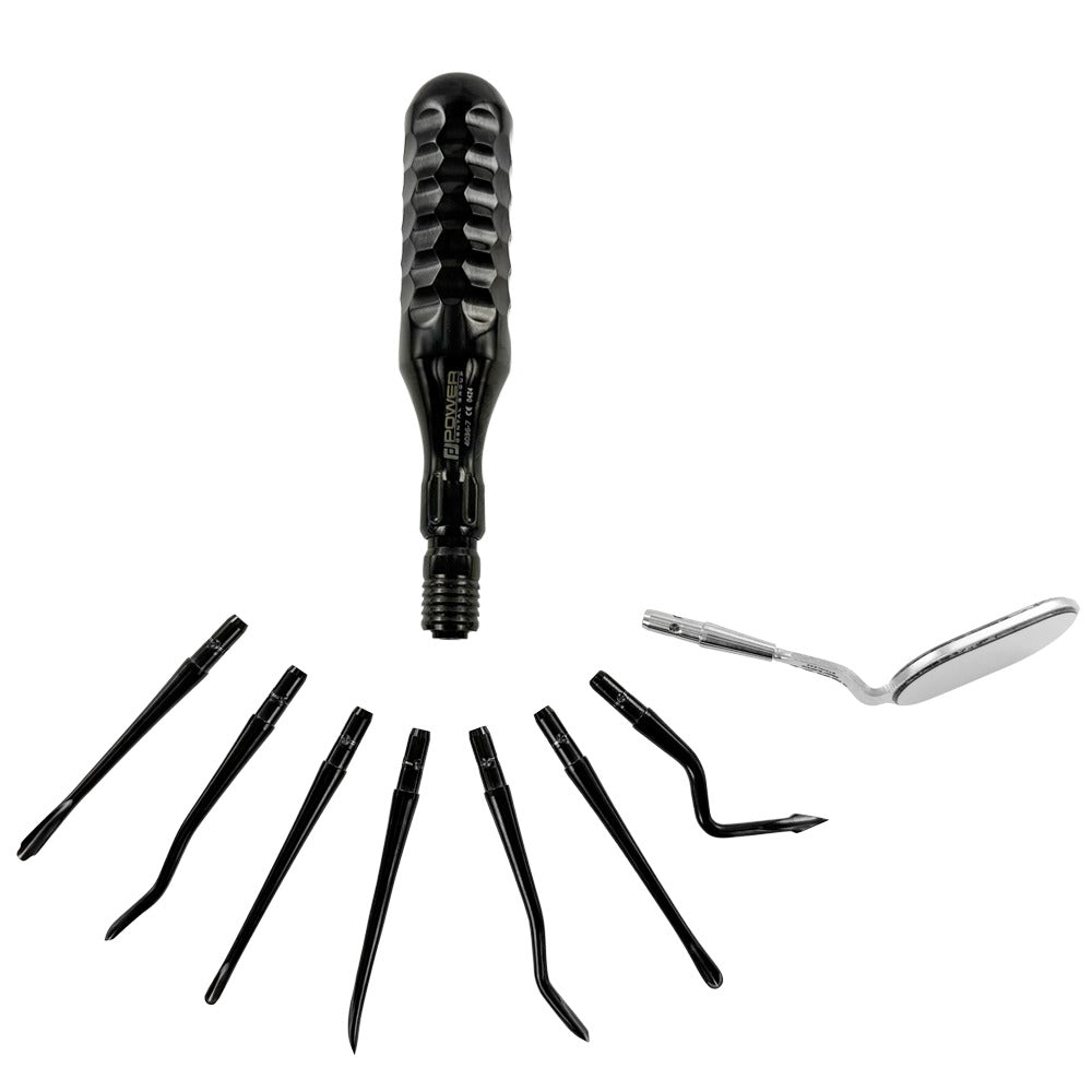 Complete Power Detachable Elevator Kit components including tips handle mirror and cassette