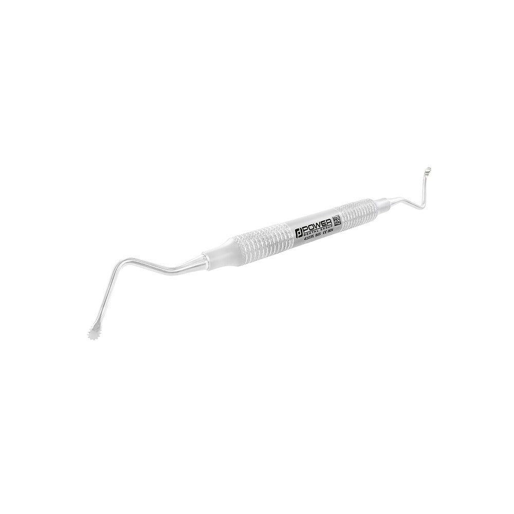 Side view of Surgical Curette 86S, double-ended serrated design