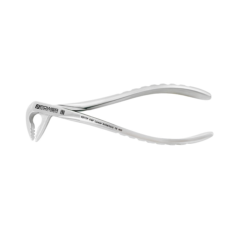 Reverse side view of Power Atraumatic Extraction Forceps Ash F4P for lower anteriors with compact ergonomic handle