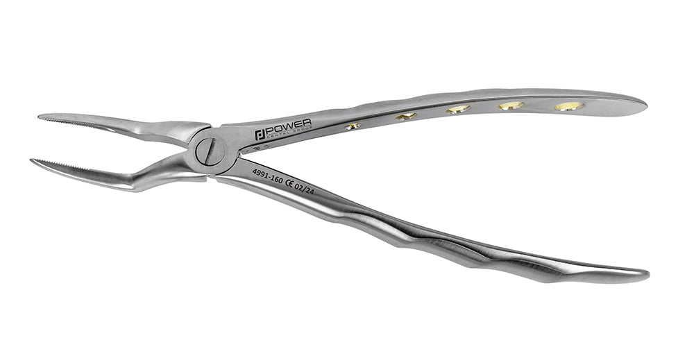 EXTRACTION FORCEPS F18 UPPER ROOT, FOR ROOTS AND DELICATE PROCEDURES. DO NOT USE EXCESSIVE