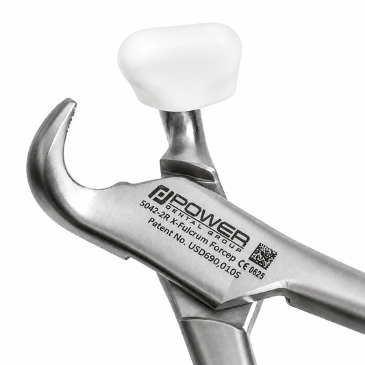 Close-up of 5042-2 Power Fulcrum Forceps Right with 360-degree rotational fulcrum pad