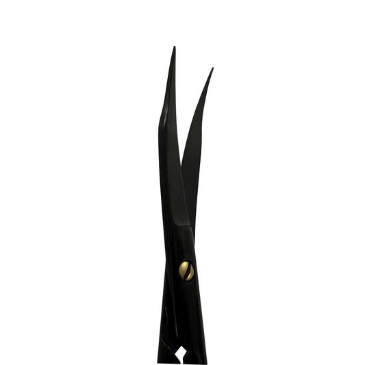 Tijeras Power Box Goldman-Fox de titanio, curvas, 12,5 cm, edición negra