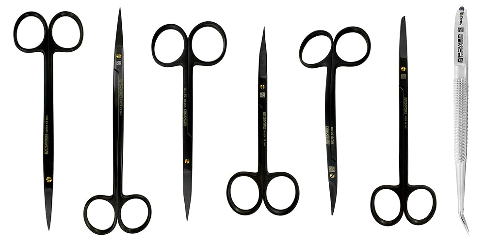 Super Cut Scissors Set Suture, Black Edition, 7 Pieces