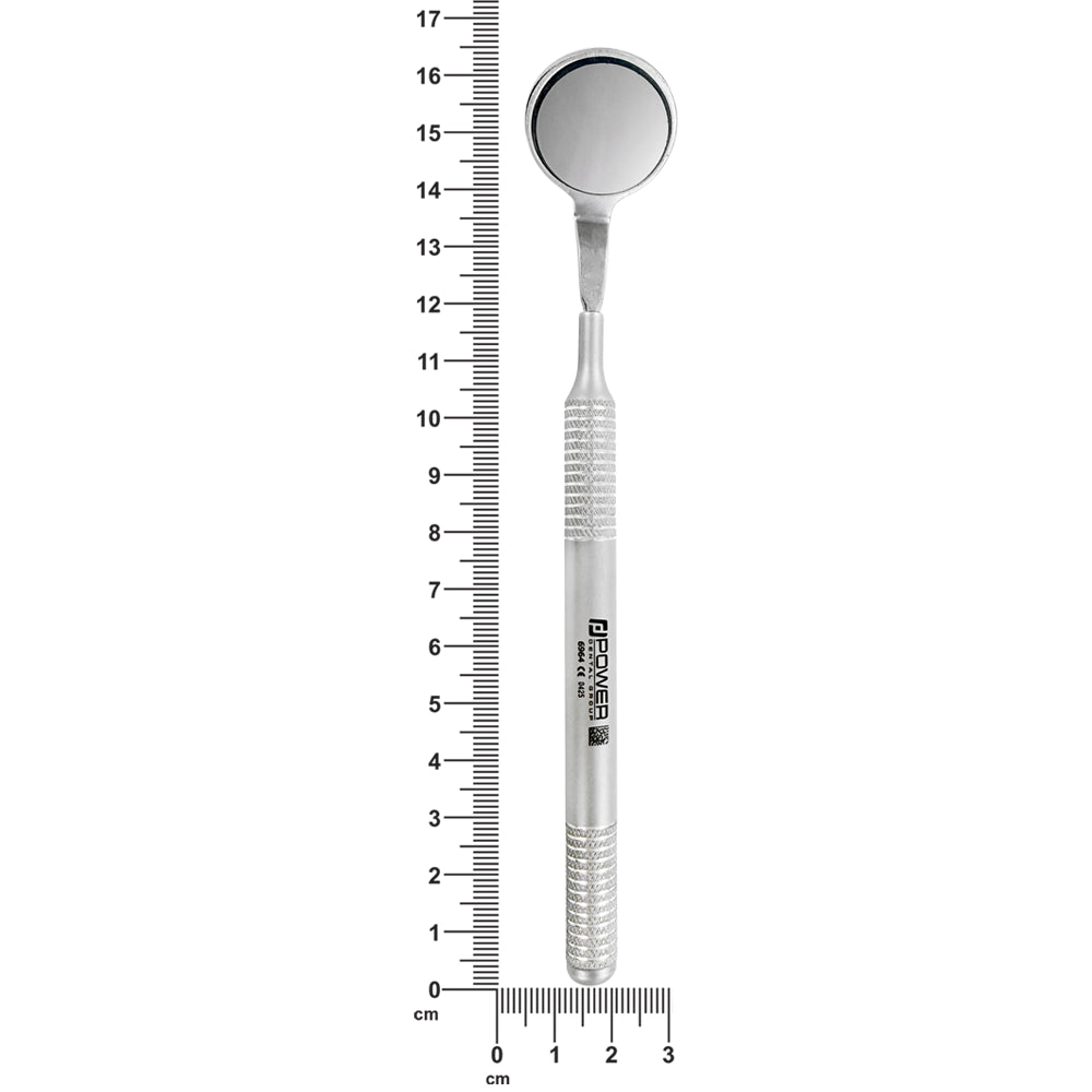 Double-sided Dental Mirror #5 with 6EZ Ø10 mm handle showing 16.4 cm overall length