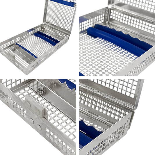 Double-Hinged Instrument Cassette – Holds 8 Instruments, Single Tall Rack, 8.0 × 4.5 × 1.2 in (203 × 114 × 31 mm)