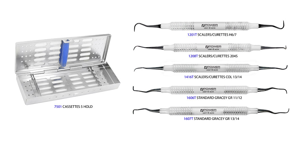 Implant Scaler & Curette Kit - Set of 6 with Cassette