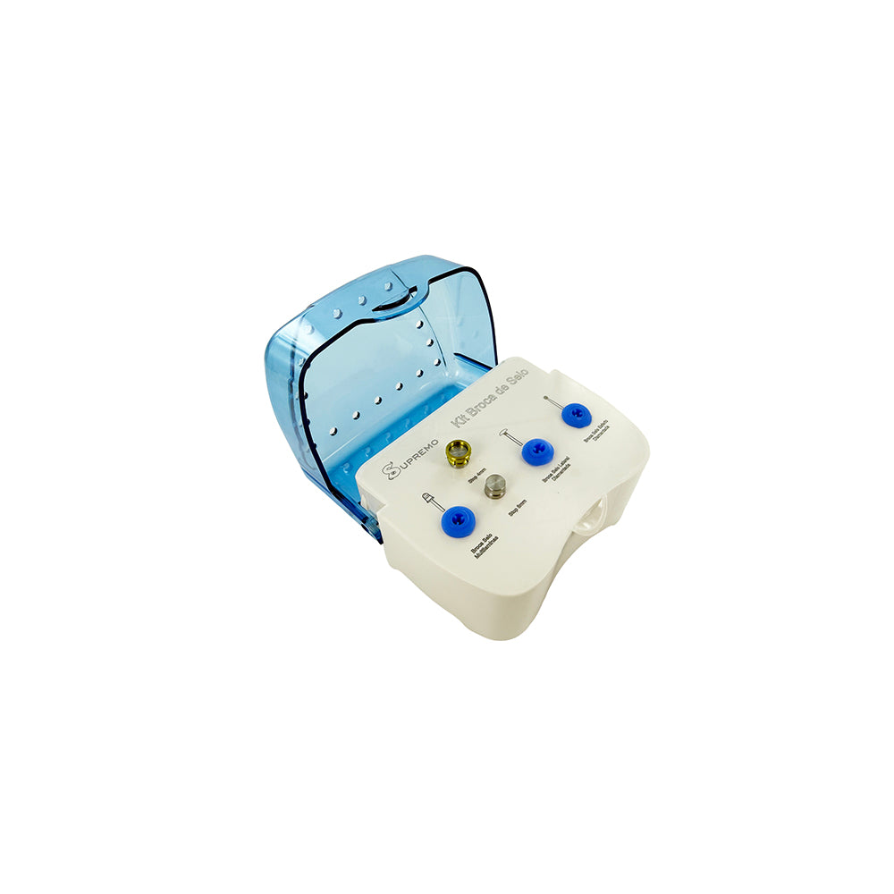 Supremo Sinus Lift Drill Case LSM, open case showing drill slots and blue transparent lid