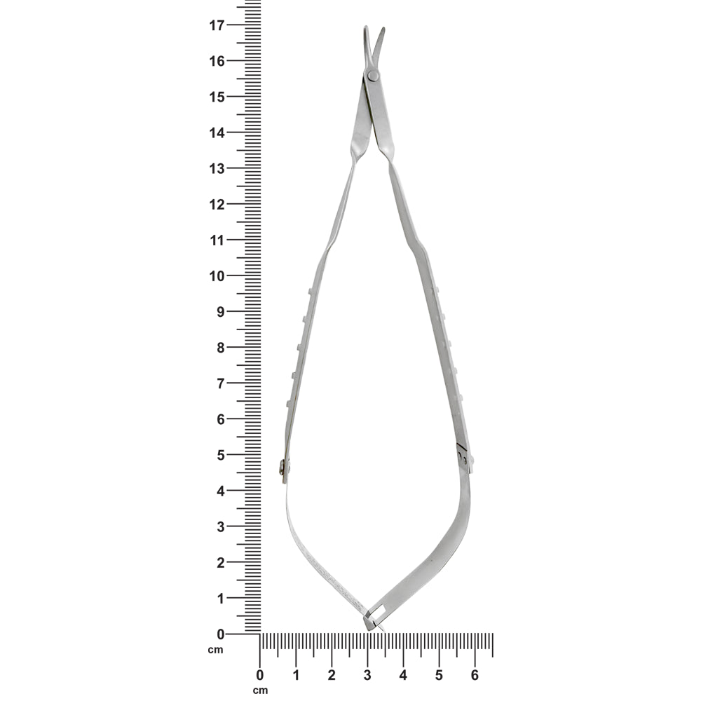 LASCHAL SofTouch suture scissors with ruler showing 17 cm overall length