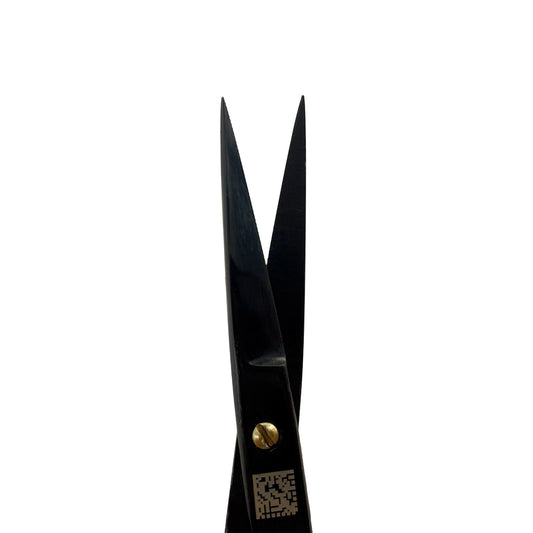 Blade alignment close-up of straight Power Bow iris scissors