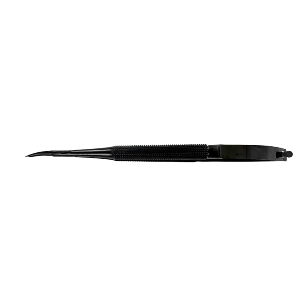 Side profile of curved Power Castroviejo Super Cut tissue cutting scissors