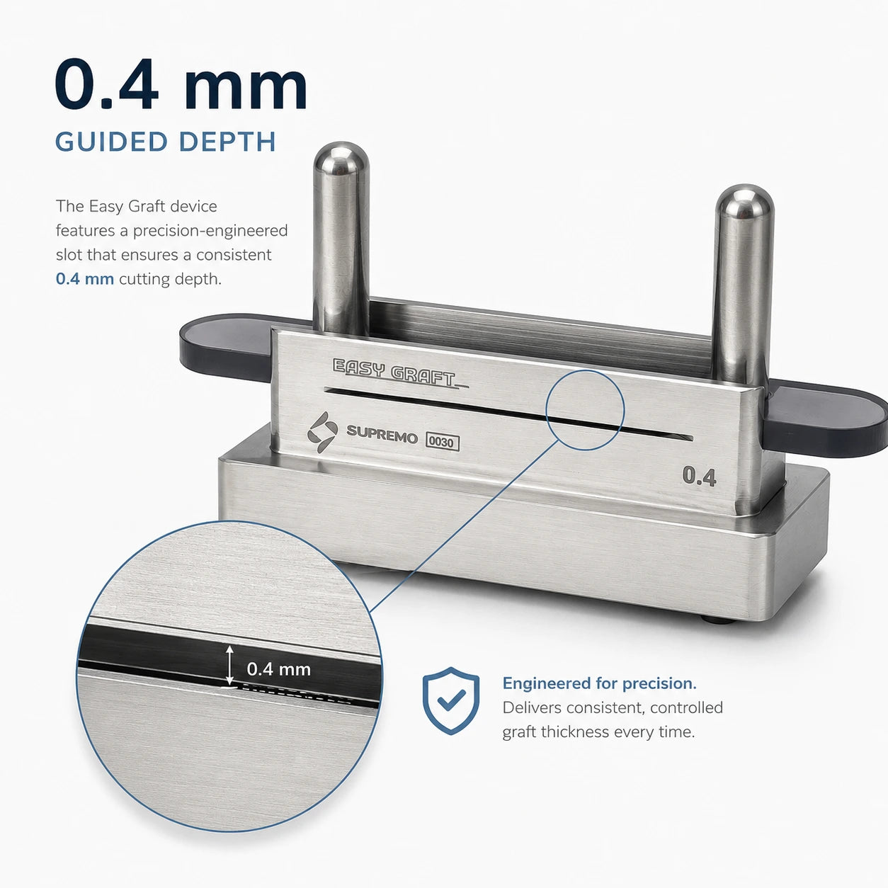 Easy Graft 0.4 mm guided depth for controlled gingival graft de-epithelialization