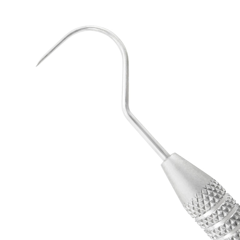 Close-up of the curved diagnostic working end on Explorer EXD 5, SKU 1006