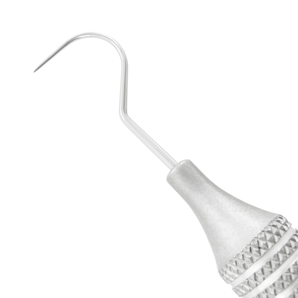 Close-up of fine EXD 5 diagnostic working end on dental explorer
