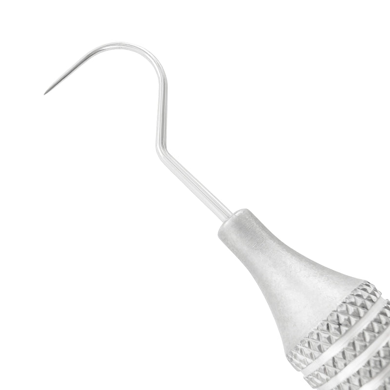 Close-up of fine EXD 5 diagnostic working end on dental explorer