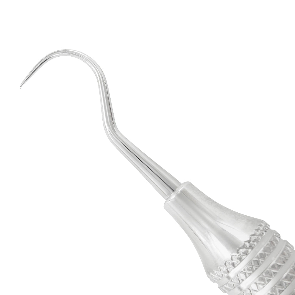 Close-up of the curved diagnostic working end on Explorer EXD 5FS Power Flex