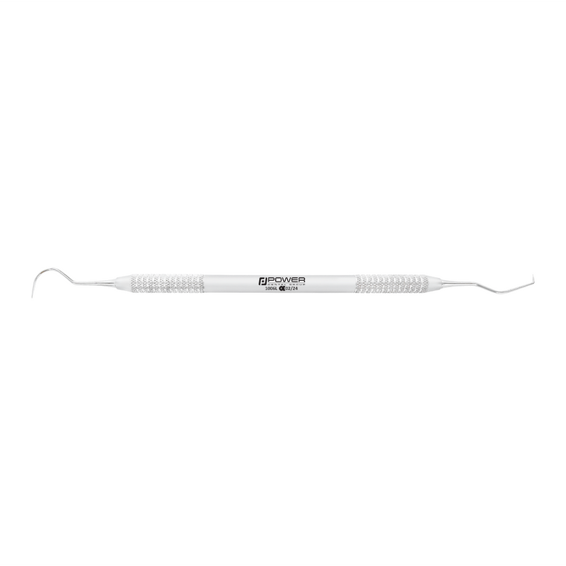 Horizontal view of Explorer EXD 5L thicker-version dental explorer with 3EZ handle, SKU 1006L