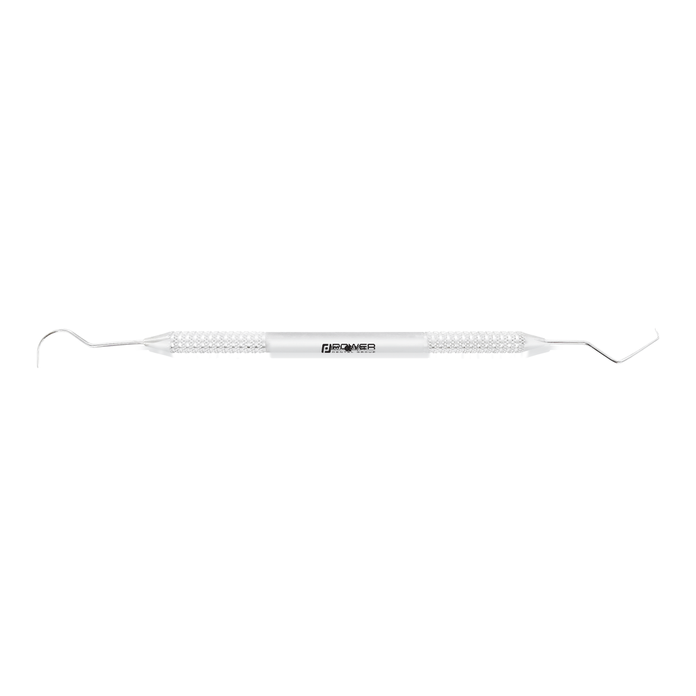 Horizontal view of Explorer TU17/23 double-ended dental explorer with 3EZ handle, SKU 1007