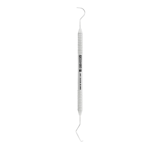Vertical view of Explorer TU17/23 double-ended dental explorer with 3EZ handle, SKU 1007