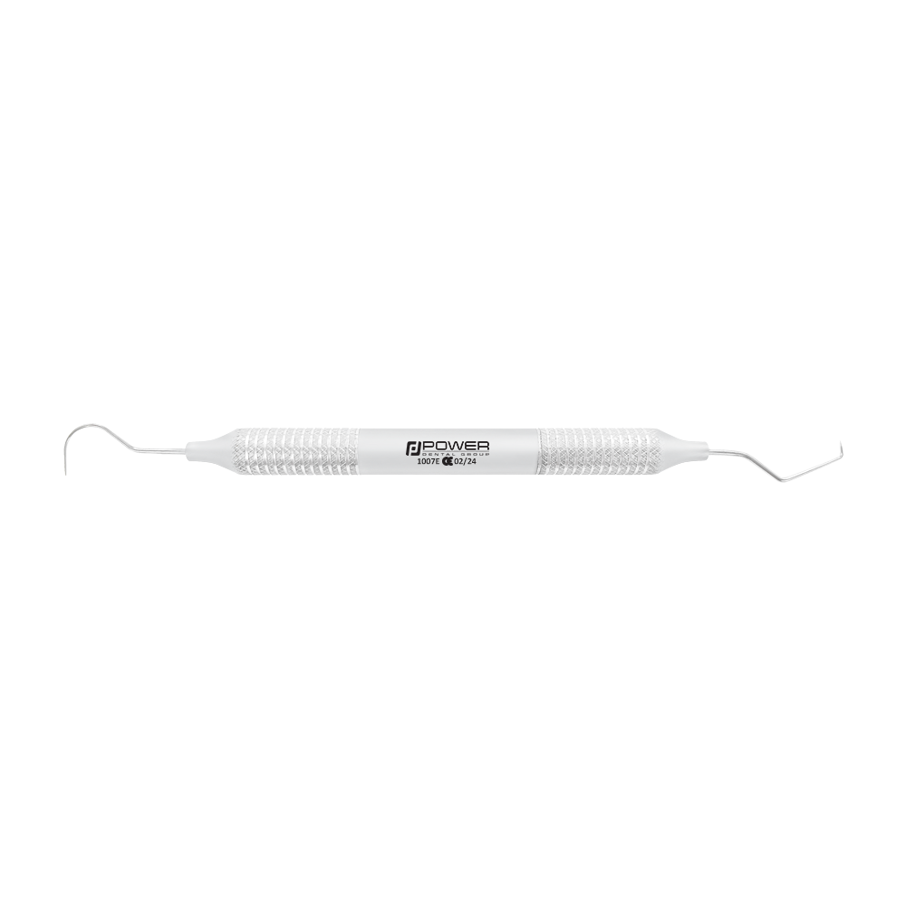 Horizontal view of Explorer TU17/23 double-ended dental explorer with 6EZ handle, SKU 1007E