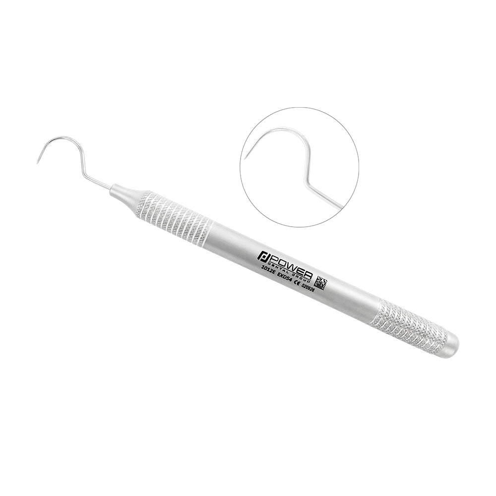 Explorer EXP 54 single-ended dental explorer with fine curved tip and large 6EZ handle