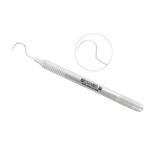 Explorer EXP 54 single-ended dental explorer with fine curved tip and large 6EZ handle