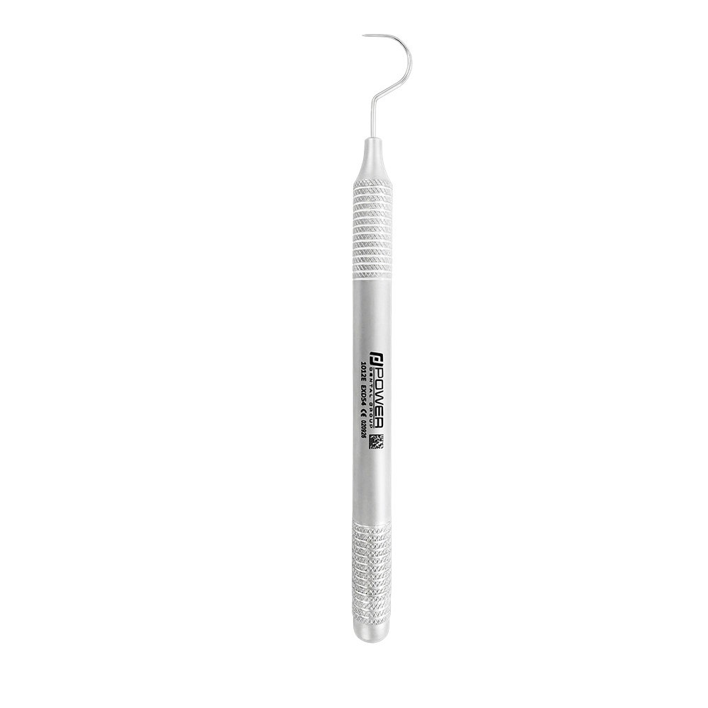 Vertical view of Explorer EXP 54 single-ended dental explorer with 6EZ handle, SKU 1012E