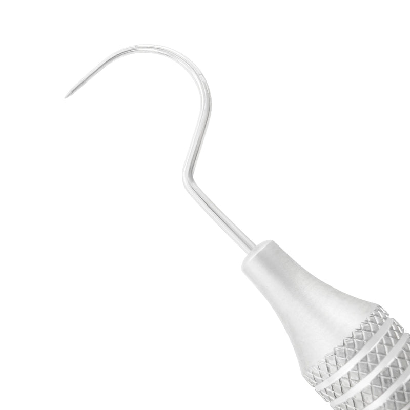 Close-up of the fine curved working tip on Explorer EXP 54, SKU 1012E
