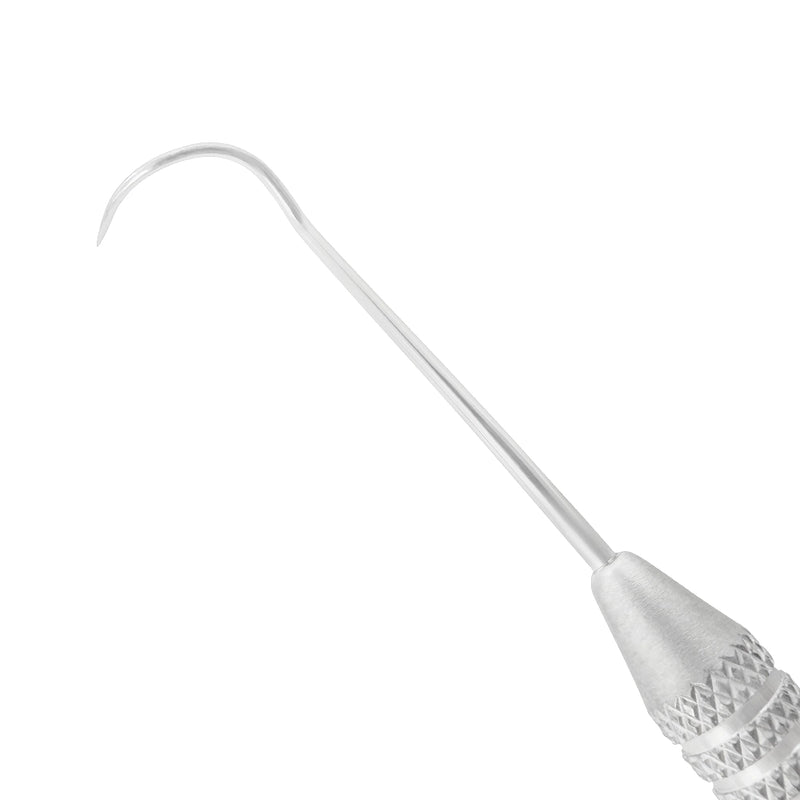 Close-up of the curved Pigtail working end on Explorer EXD 2A, SKU 1014