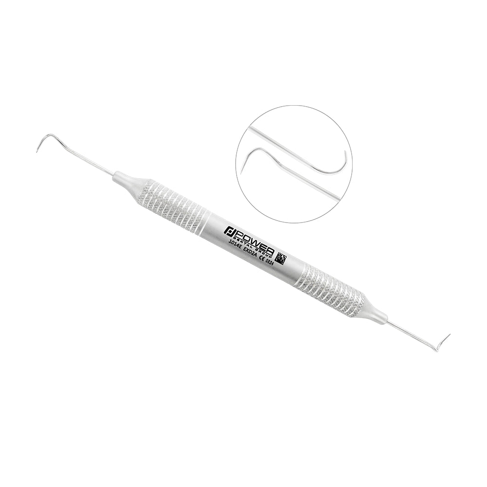Explorer EXD 2A Pigtail double-ended dental explorer with fine curved tips and large 6EZ handle