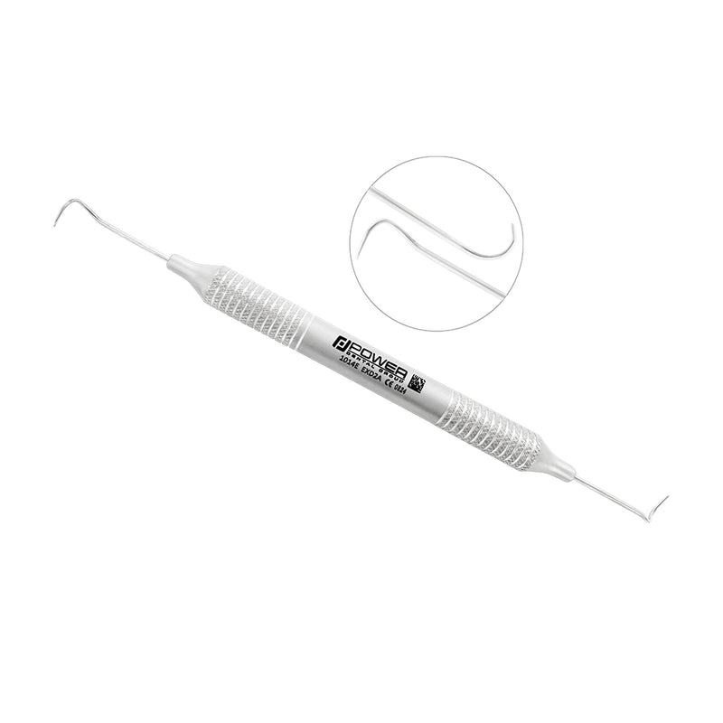 Explorer EXD 2A Pigtail double-ended dental explorer with fine curved tips and large 6EZ handle
