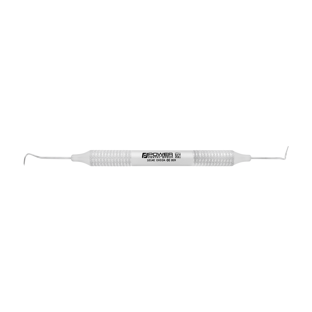 Horizontal view of Explorer EXD 2A Pigtail double-ended dental explorer with 6EZ handle, SKU 1014E