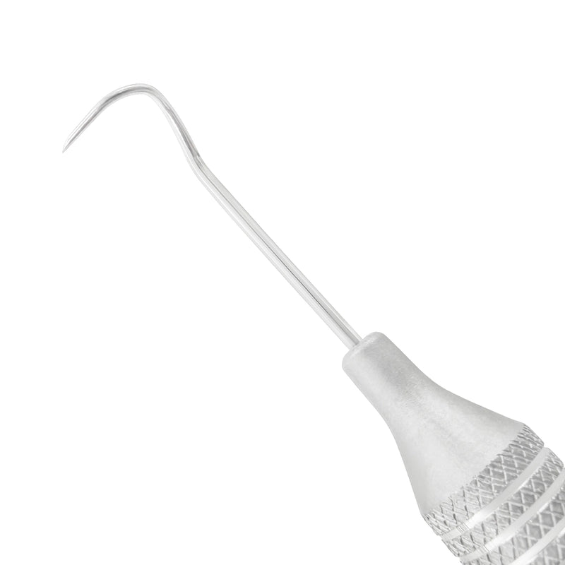 Close-up of the curved Pigtail working end on Explorer EXD 2A, SKU 1014E
