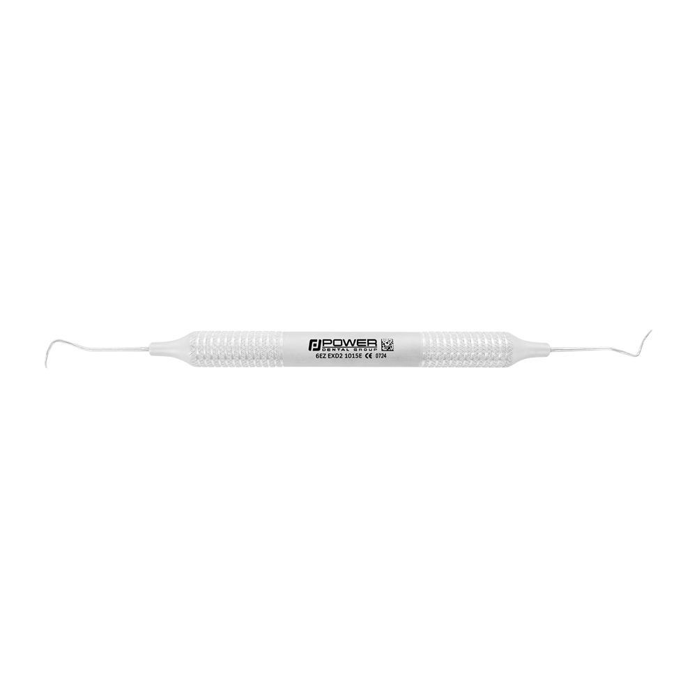 Horizontal view of Explorer EXD 2 double-ended dental explorer with 6EZ handle, SKU 1015E
