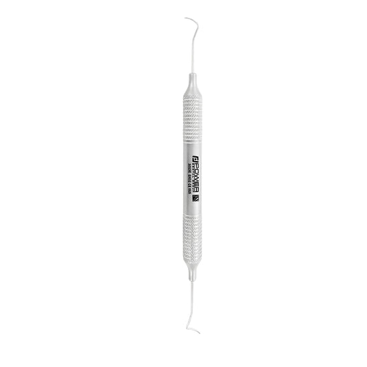 Vertical view of Explorer EXD 2 double-ended dental explorer with 6EZ handle, SKU 1015E