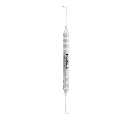 Vertical view of Explorer EXD 3 Pigtail double-ended dental explorer with 6EZ handle, SKU 1017E