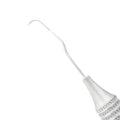 Close-up of the ODU 11 curved working end on Explorer ODU 11/12 dental explorer
