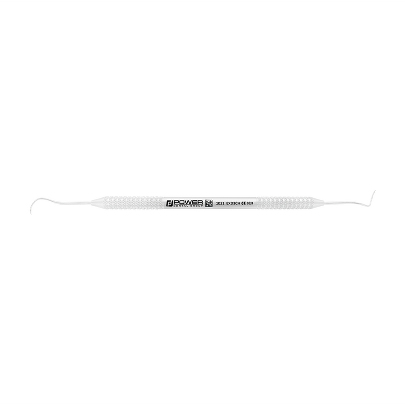 Horizontal view of Explorer EXD 3CH double-ended dental explorer with 3EZ handle, SKU 1021