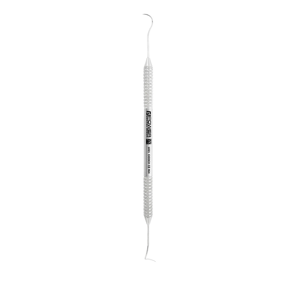Vertical view of Explorer EXD 3CH double-ended dental explorer with 3EZ handle, SKU 1021