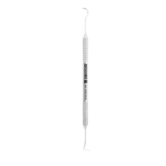 Vertical view of Explorer EXD 3CH double-ended dental explorer with 3EZ handle, SKU 1021