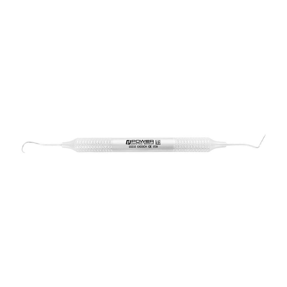 Horizontal view of Explorer EXD 3CH double-ended dental explorer with 6EZ handle, SKU 1021E