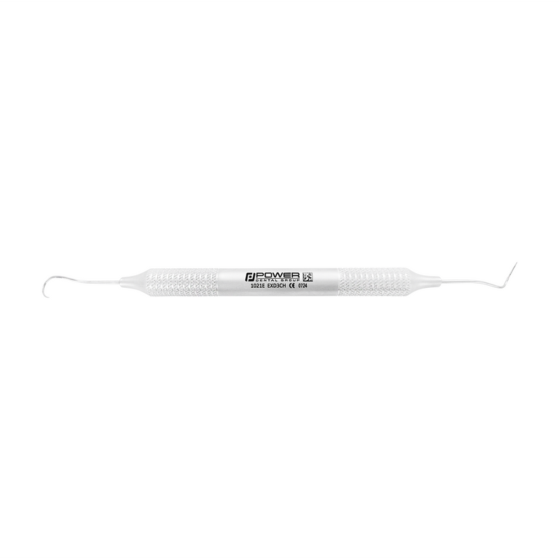 Horizontal view of Explorer EXD 3CH double-ended dental explorer with 6EZ handle, SKU 1021E