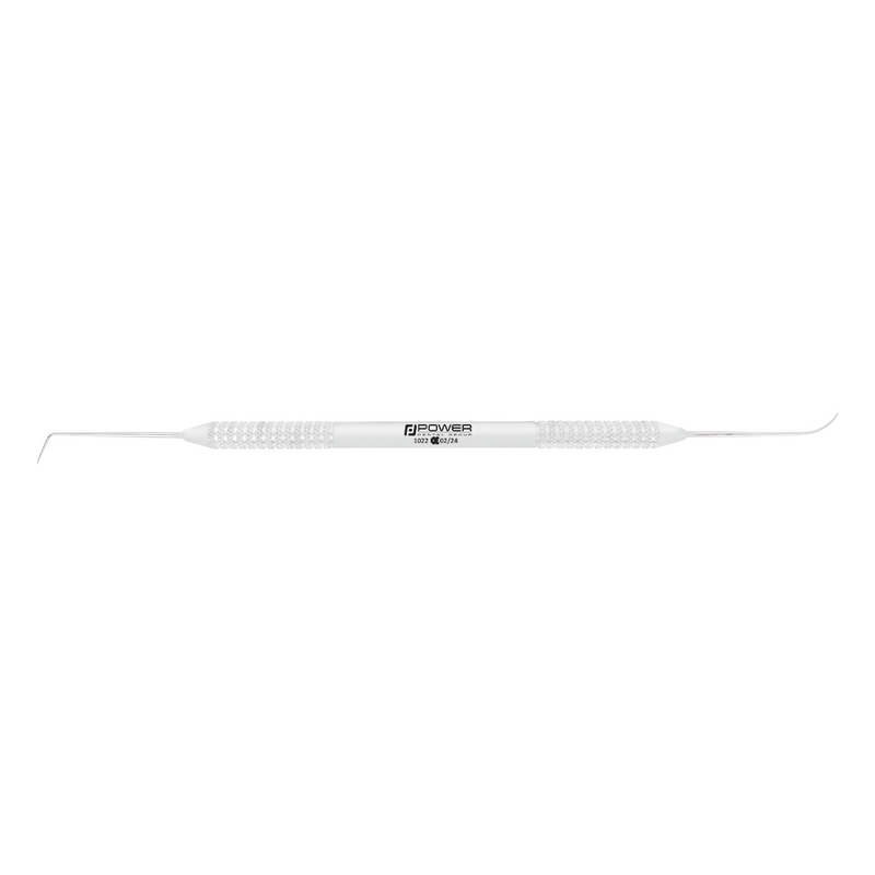 Horizontal view of Explorer EXD 6 double-ended dental explorer with 3EZ handle, SKU 1022