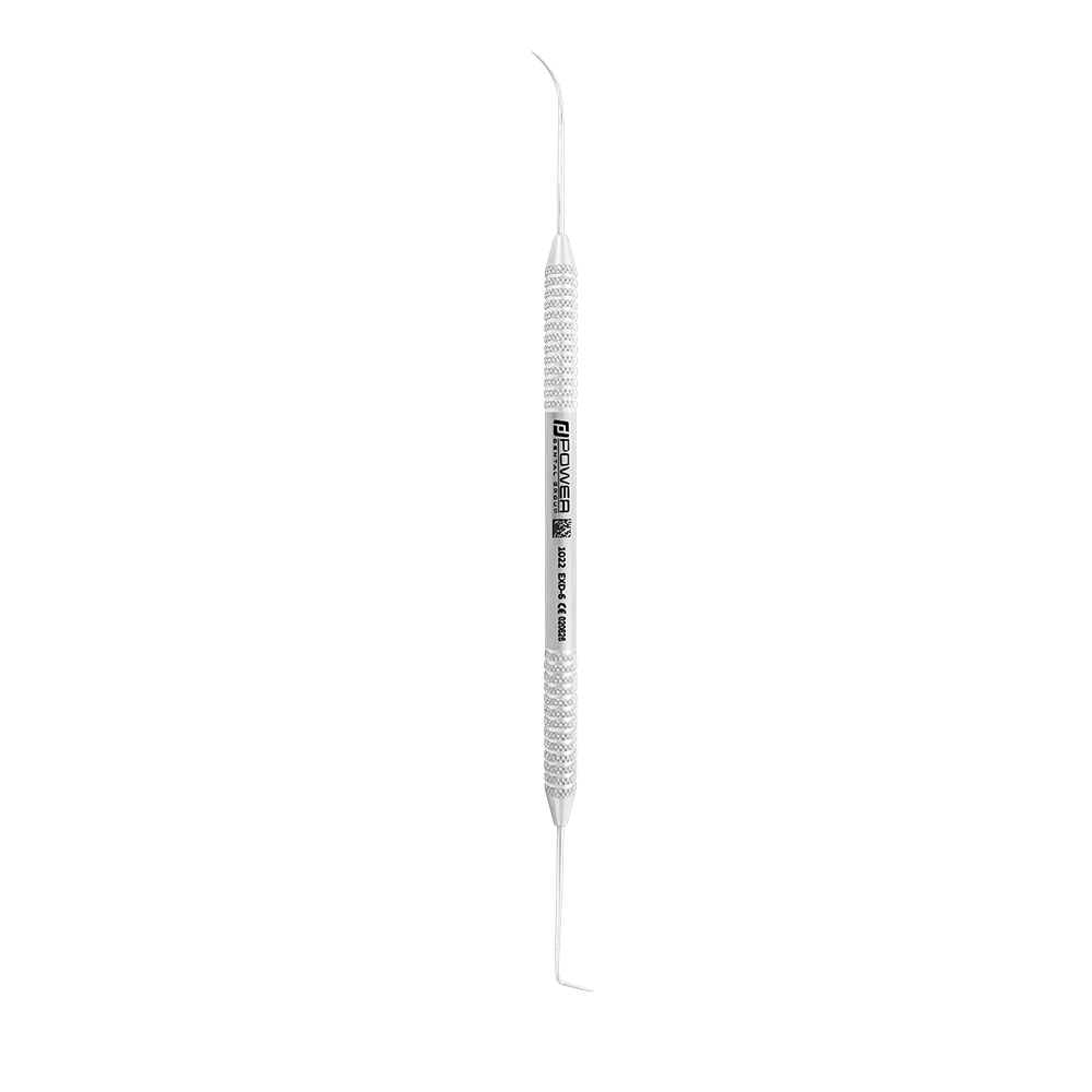 Vertical view of Explorer EXD 6 double-ended dental explorer with 3EZ handle, SKU 1022