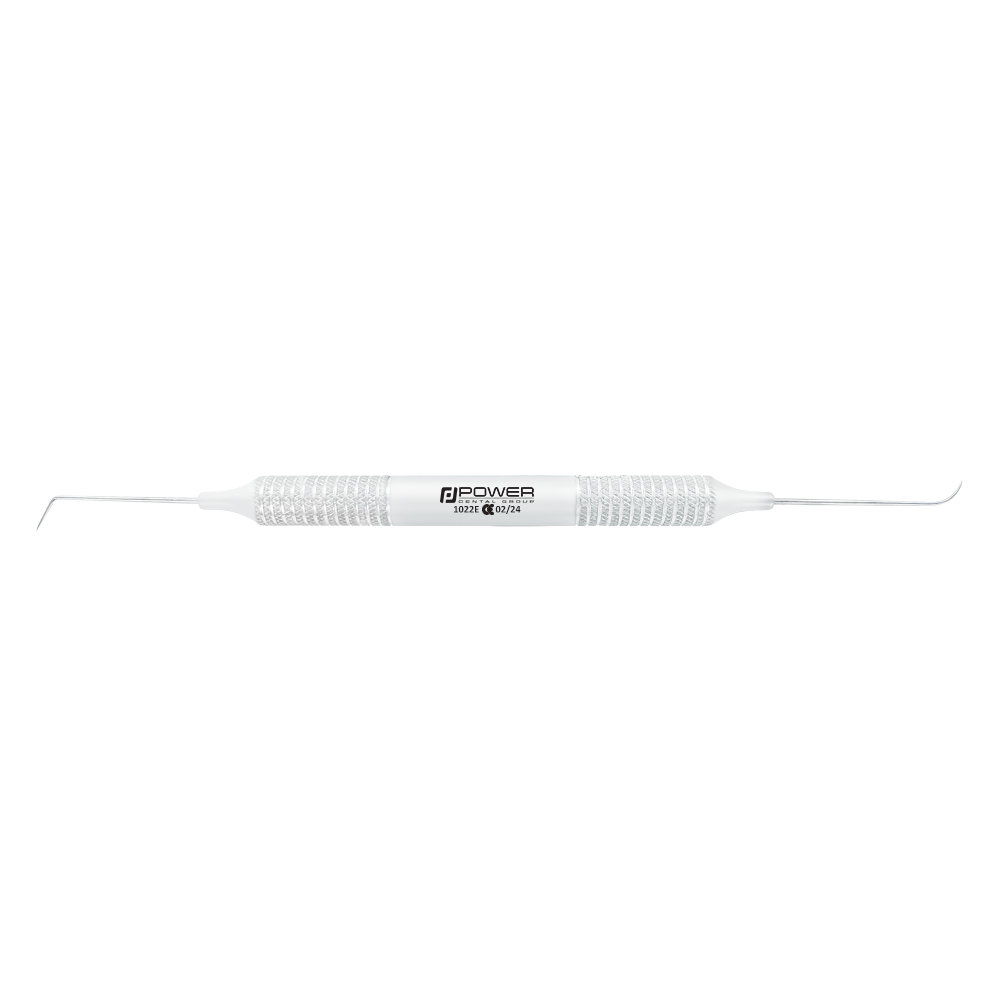 Horizontal view of Explorer EXD 6 double-ended dental explorer with 6EZ handle, SKU 1022E