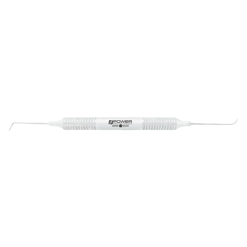 Horizontal view of Explorer EXD 6 double-ended dental explorer with 6EZ handle, SKU 1022E
