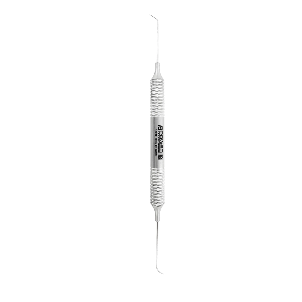 Vertical view of Explorer EXD 6 double-ended dental explorer with 6EZ handle, SKU 1022E