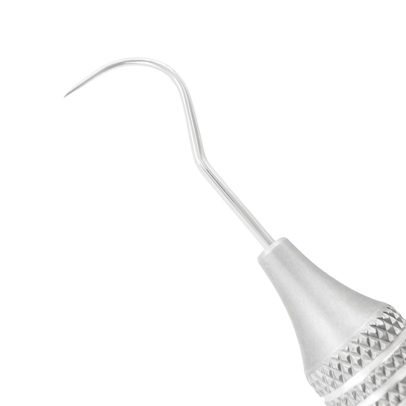 Close-up of a fine diagnostic working end on Explorer EXD 23/6 dental explorer