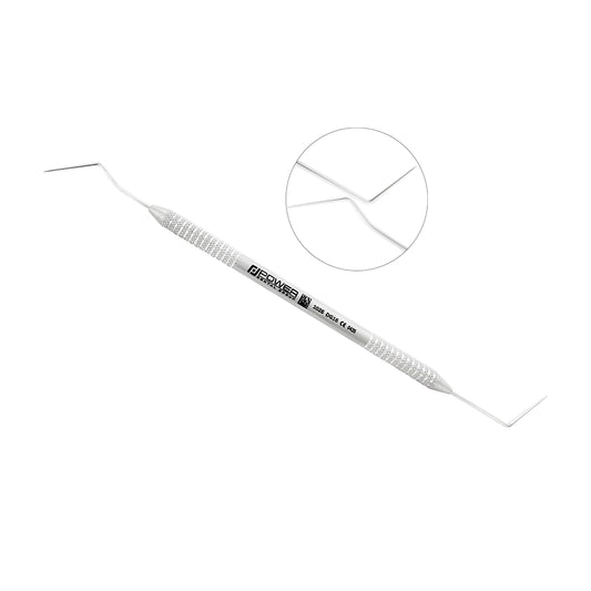 DG16 double-ended endodontic explorer with sharply angled tips and lightweight 3EZ handle